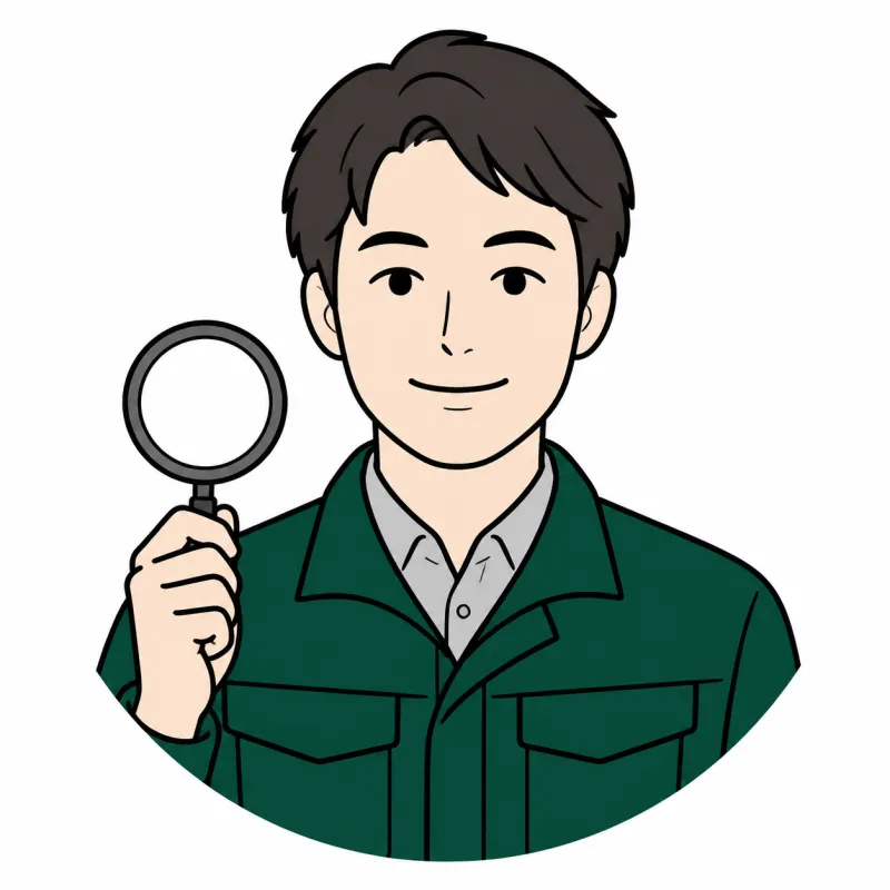 ブランド品の状態を確認する査定員のイラスト